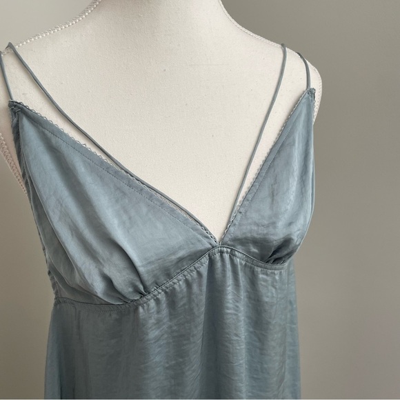 Intimately Free People Satin Babydoll Slip Dress Mini Light Blue Size Small - Picture 2 of 7